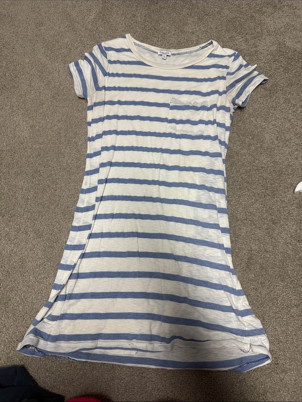 Splendid Blue & White Striped Pocket T-Shirt Dress